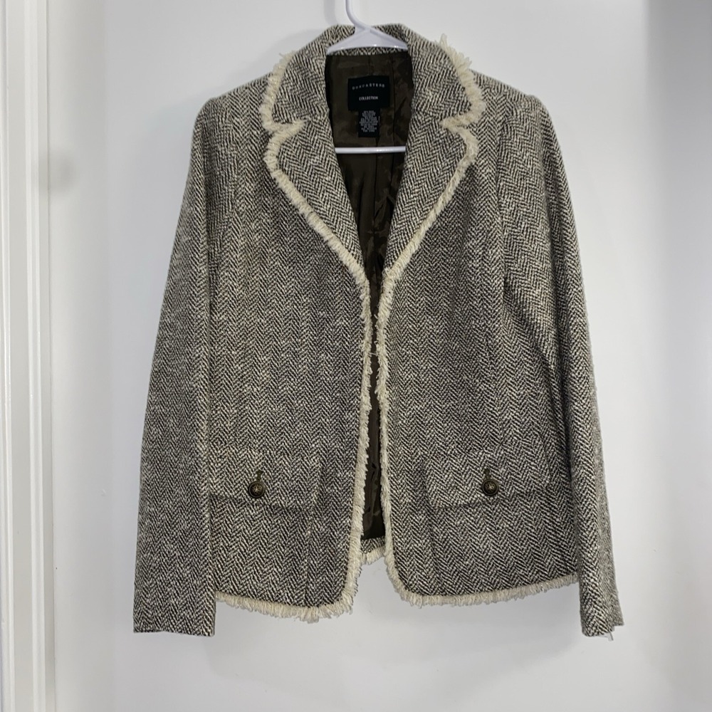 Doncaster Collection Tweed Blazer Frayed Trim Career Women's Size 4 - Picture 7 of 10